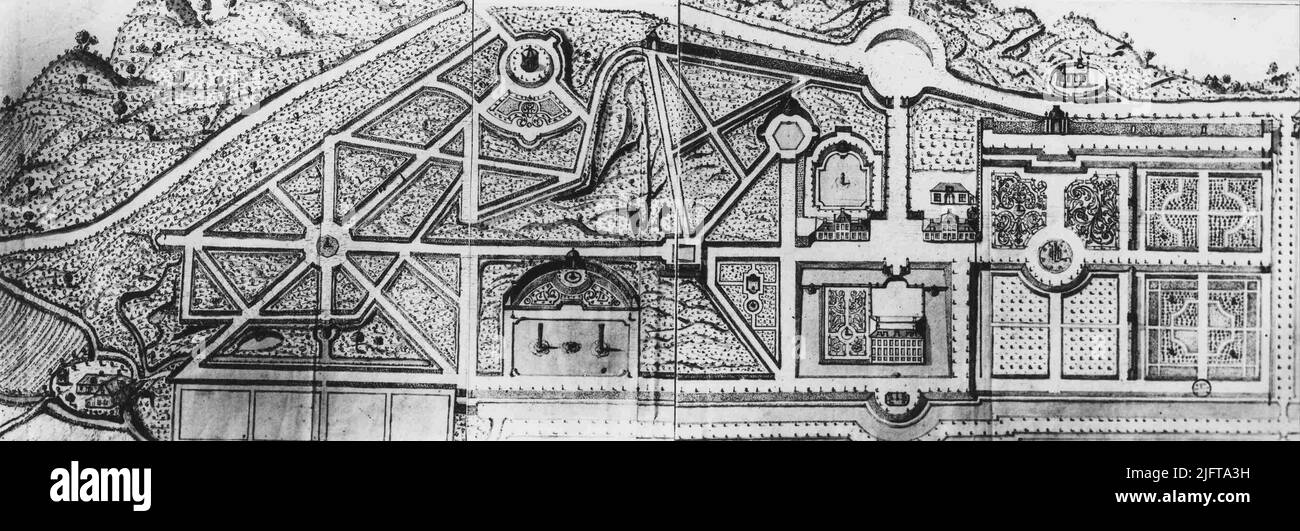 Daniel Marot (suiveur); Un design pour les jardins de la maison Ubbergen. Banque D'Images