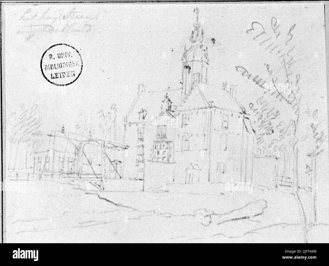 Topographie Steens. Vue sur le château de Steens. Dessin au crayon. 18th siècle Banque D'Images