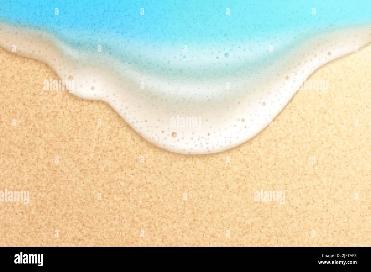 Plage de vagues composition réaliste avec vue de dessus du sol sablonneux avec l'eau de mer et des bulles de mousse illustration vectorielle Illustration de Vecteur