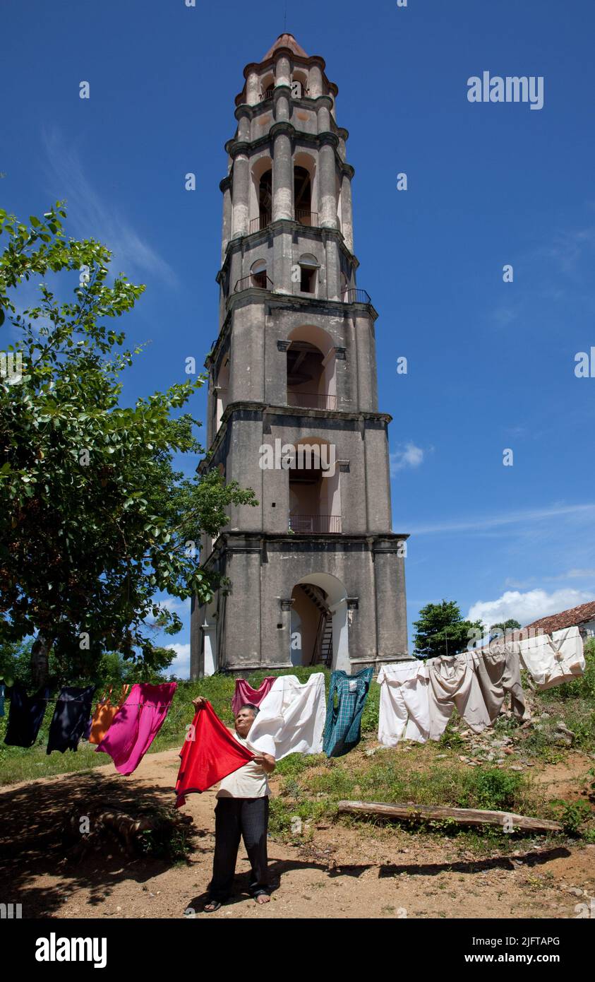 Cuba.la Torre Manacas Iznagaz est une tour de guet dans la Valle San Louis d'où les propriétaires espagnols de plantation de canne à sucre ont utilisé pour observer les esclaves. Banque D'Images