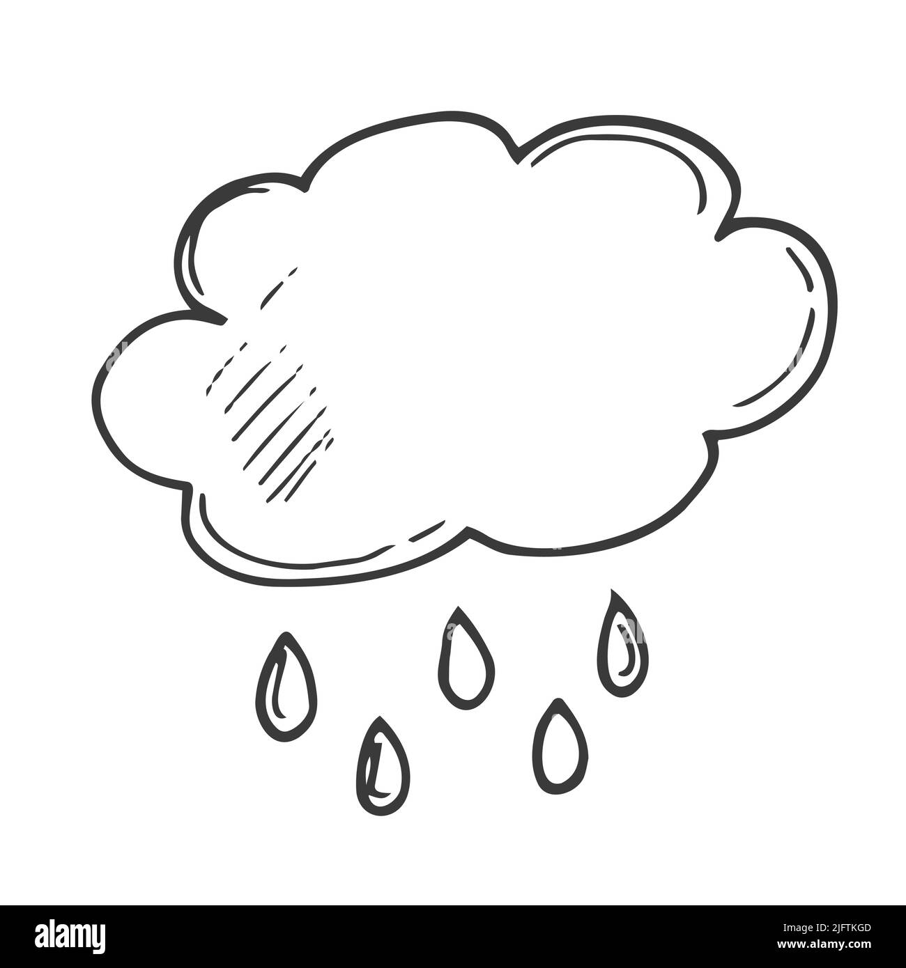 Nuage avec gouttes, nuage, pluie. Illustration en noir et blanc Illustration de Vecteur