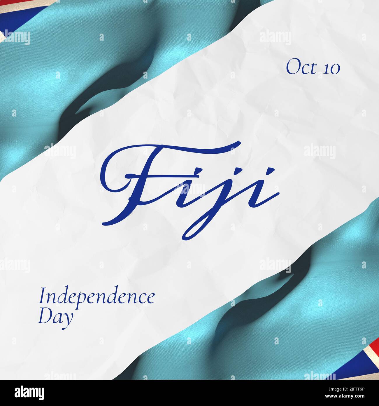 Illustration du texte du 10 octobre et du jour de l'indépendance des fidji sur fond blanc et bleu, espace de copie, Banque D'Images