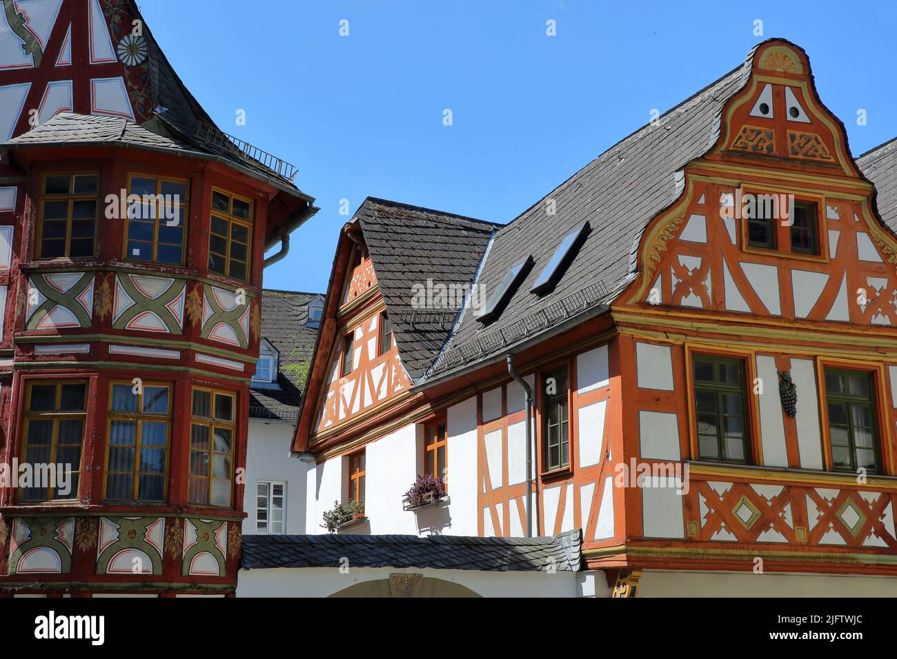 Maisons traditionnelles médiévales et encadrées à colombages à Bischofsplatz, dans la ville médiévale de Limburg an der Lahn, Hesse, Allemagne, Europe Banque D'Images