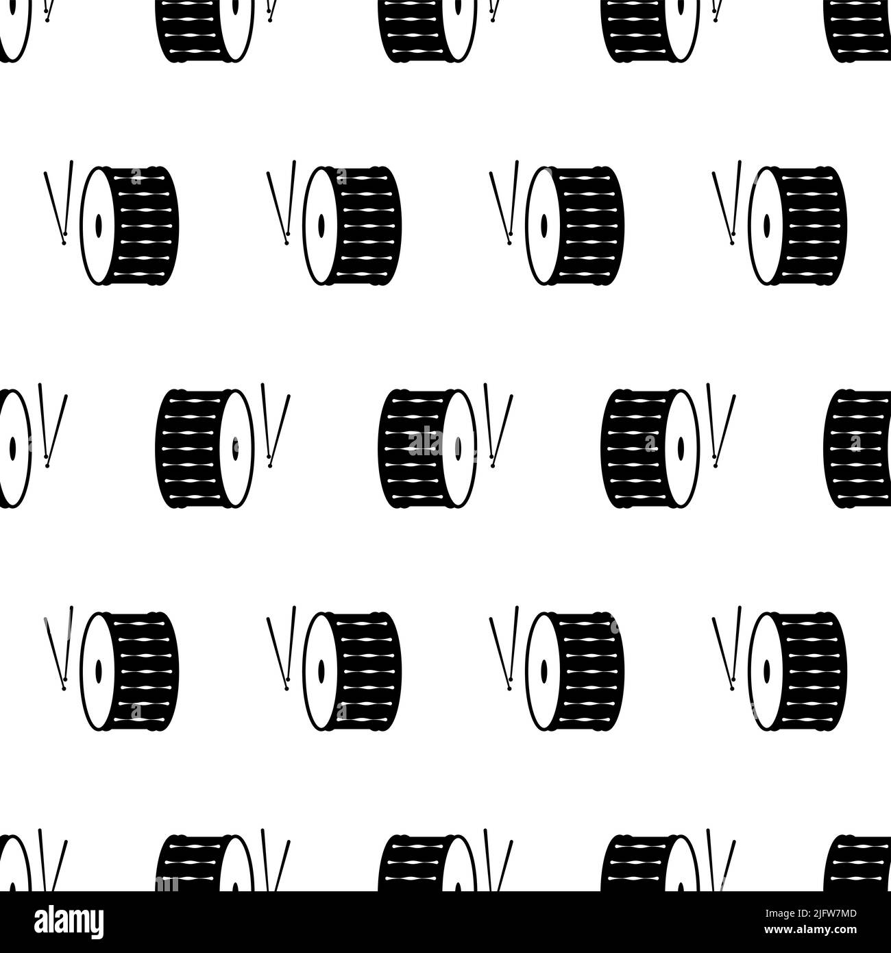 Motif sans couture de l'icône du tambour, illustration de l'illustration vectorielle de l'icône de l'instrument de musique Illustration de Vecteur