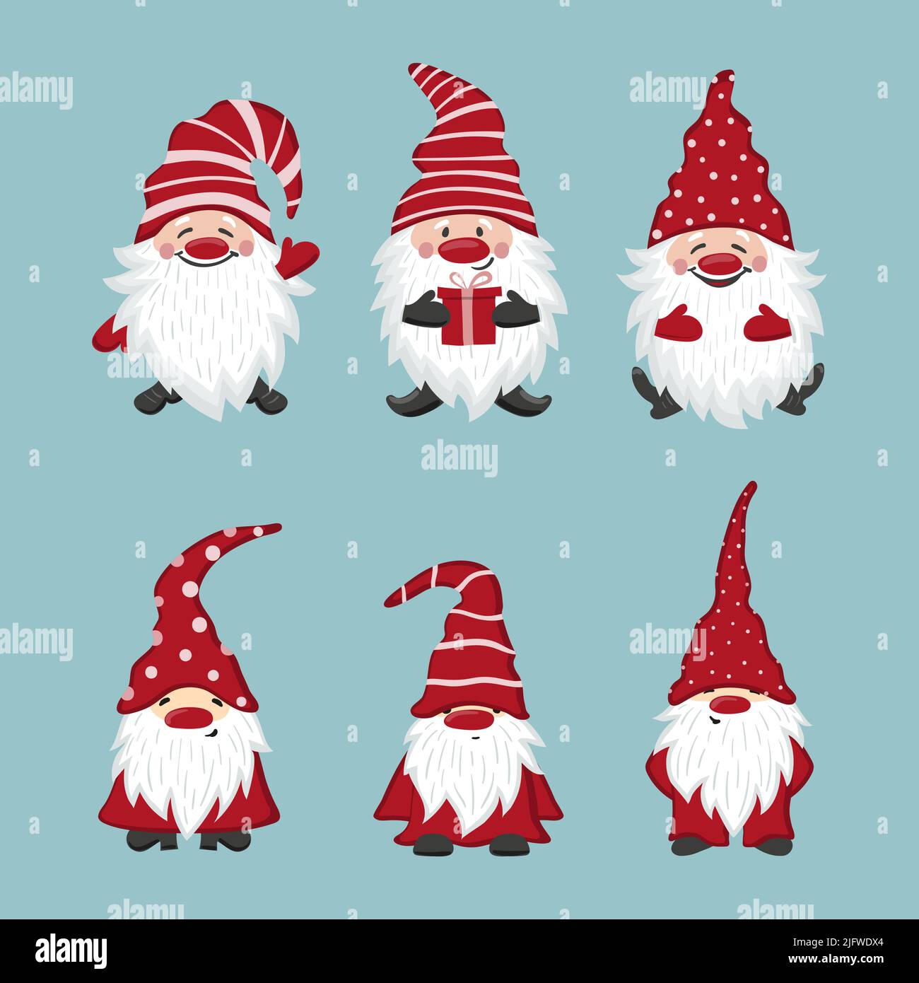 Jeu de gnomes. Caractères du Père Noël, illustration vectorielle. Illustration de Vecteur