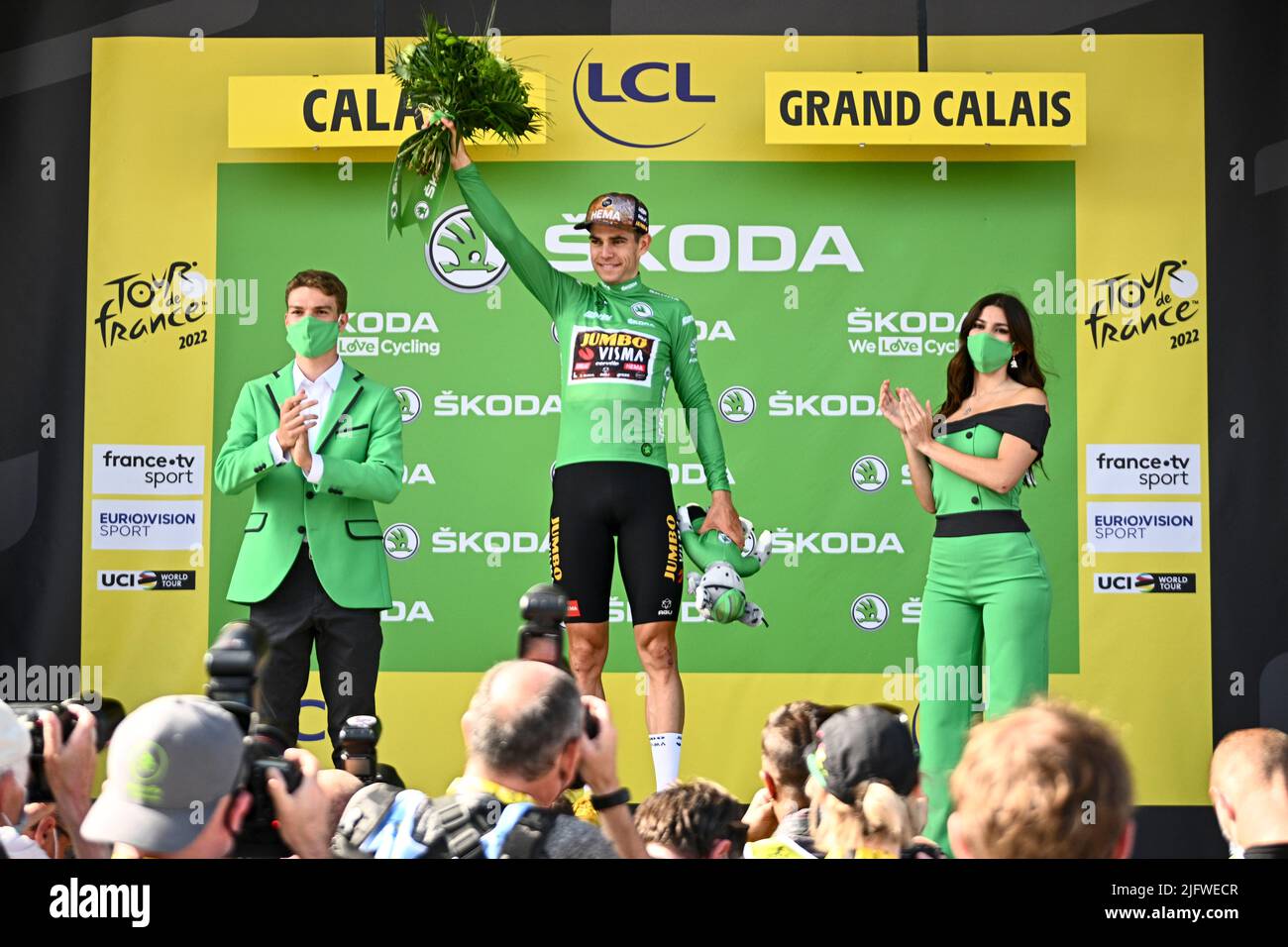 Detail Etape Dunkerque Calais Tour De France 2022 Calais, France, 05 juillet 2022. Wout Van Aert de l'équipe Jumbo-Visma