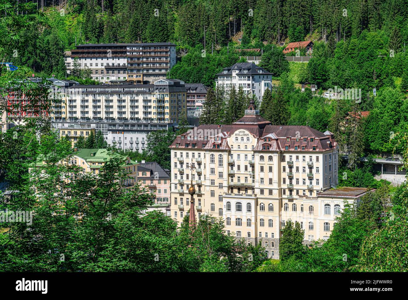 Bad Gastein, province de Salzbourg, Autriche, Centre de santé, Centre de sports d'hiver, Paysage, nature, vue sur la ville Banque D'Images Bad Gastein, province de Salzbourg, Autriche, Centre de santé, Centre de sports d'hiver, Paysage, nature, vue sur la ville Banque D'Images