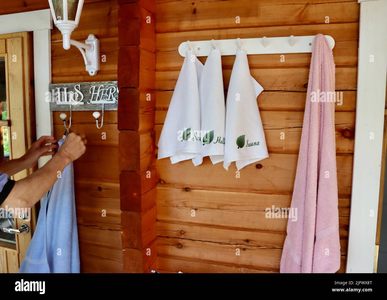 Dressing du sauna finlandais Banque D'Images