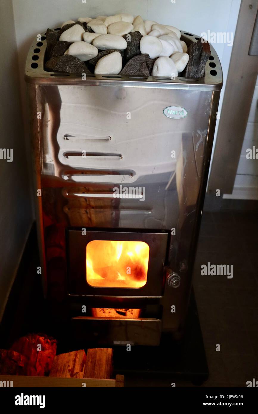 Bain-sauna finlandais prêt pour les baigneurs à Uukuniemi, dans l'est de la Finlande Banque D'Images