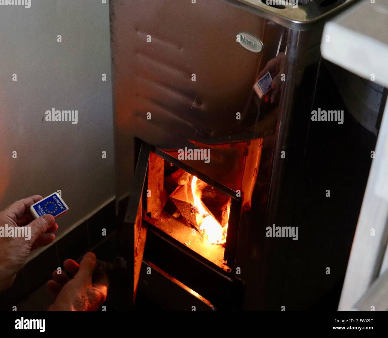 Bain-sauna finlandais prêt pour les baigneurs à Uukuniemi, dans l'est de la Finlande Banque D'Images