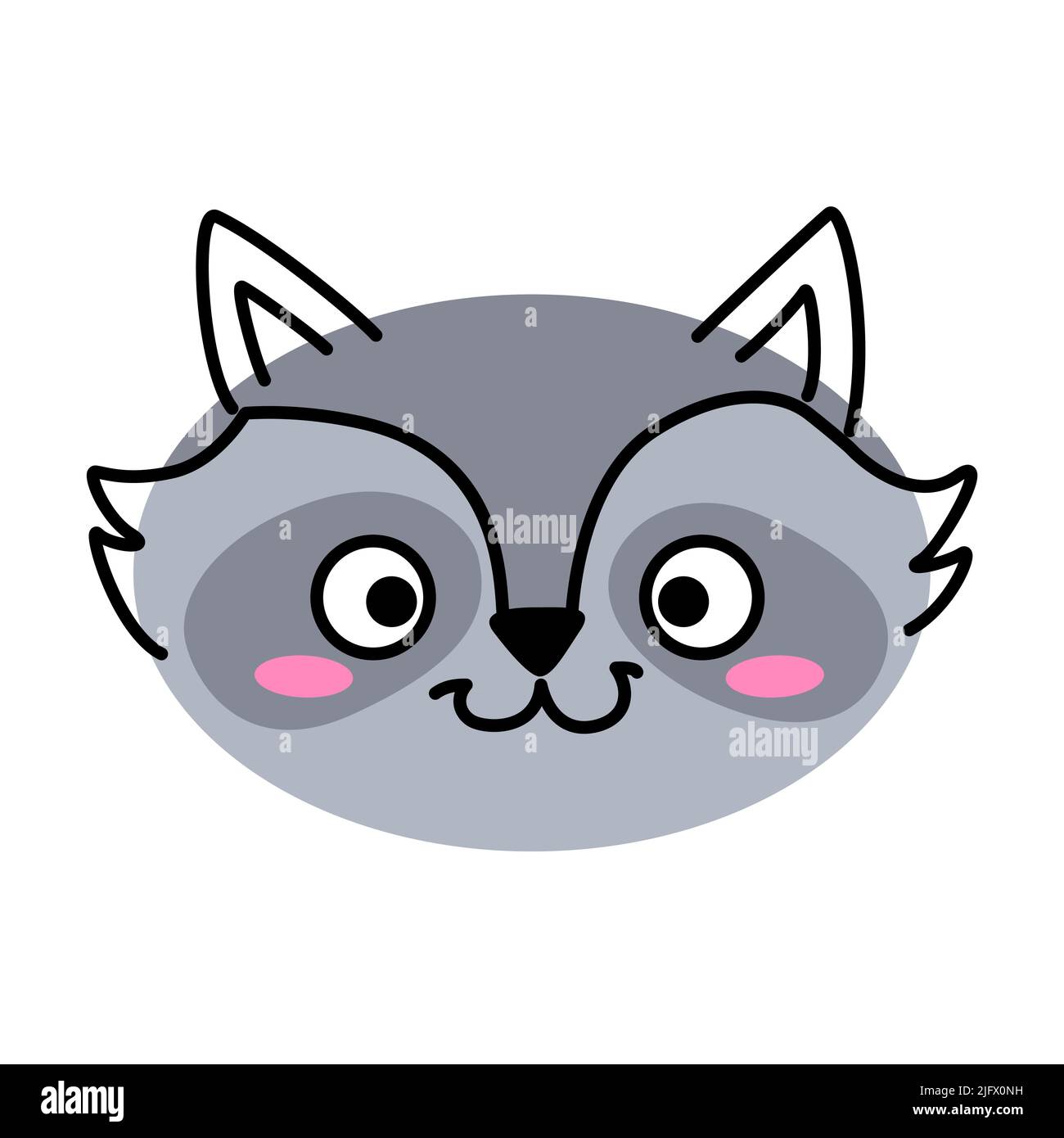 Face raton laveur joli raton laveur isolé sur fond blanc Illustration de Vecteur