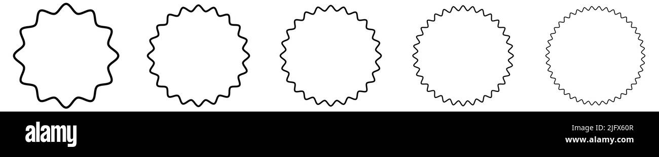 Autocollant simple comme des formes - cercles avec bords ondulés ronds Illustration de Vecteur