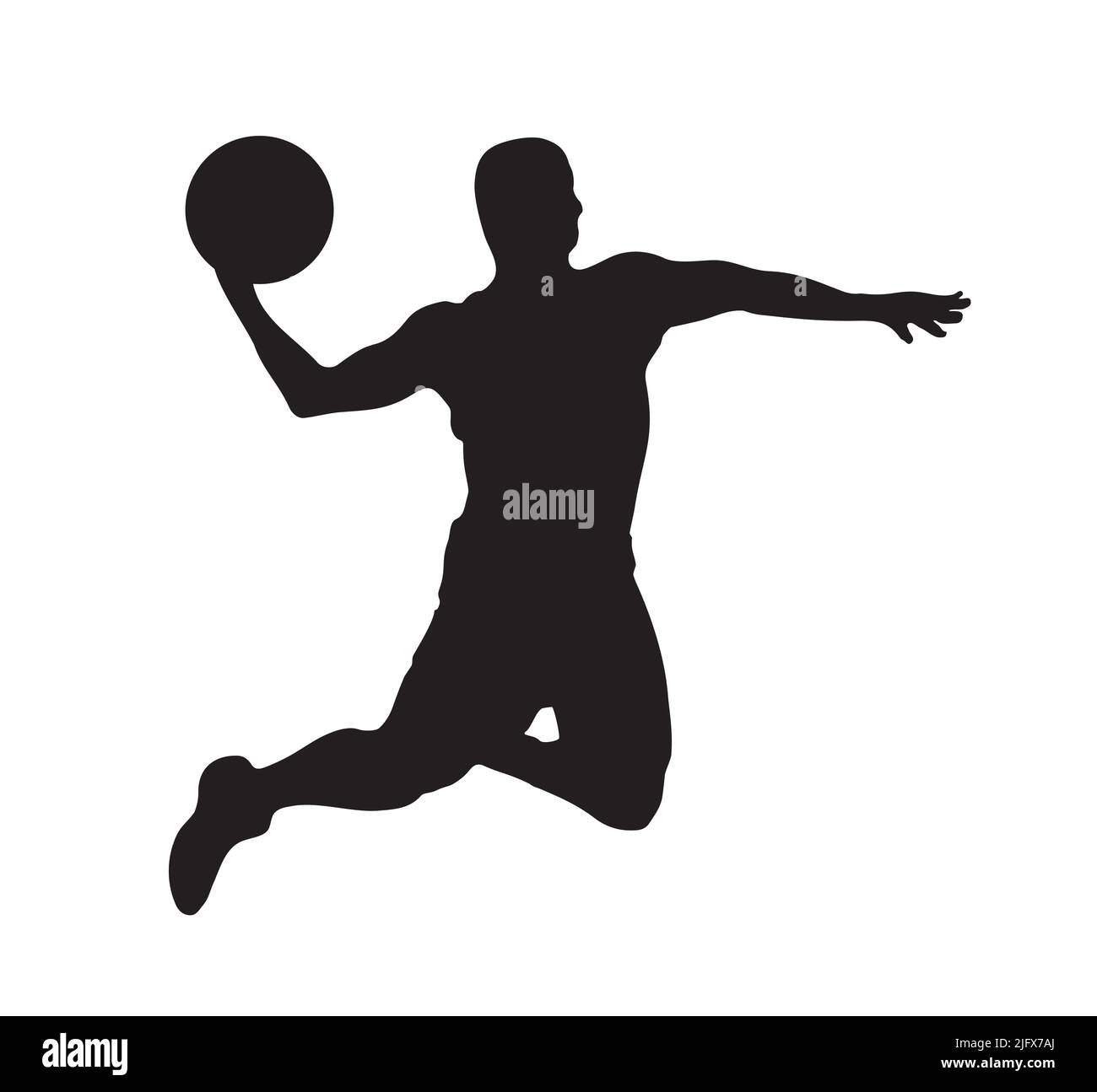 Basket-ball Jeune joueur saut Silhouette Figure Illustration icône Sport jeu Illustration de Vecteur