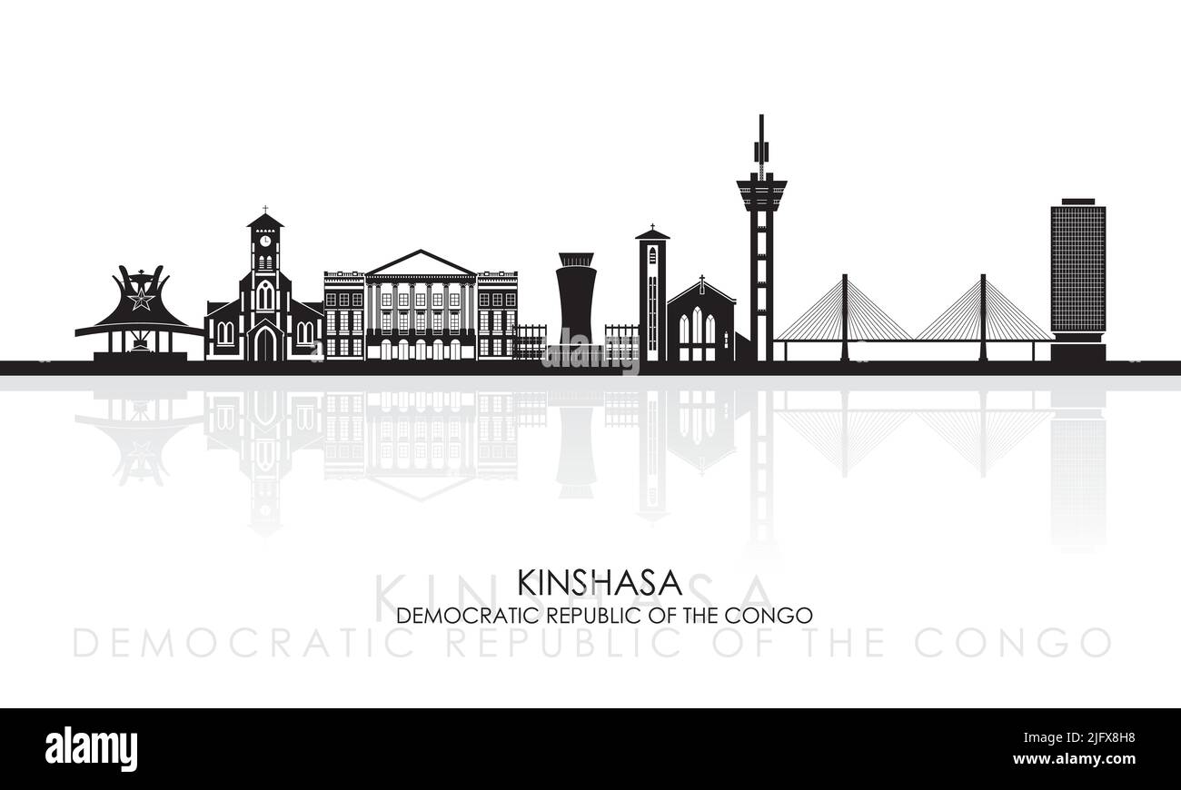 Silhouette Skyline panorama de Kinshasa, République démocratique du ...