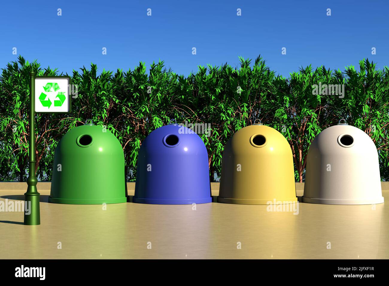 Bacs à glaçons avec panneau de recyclage. 3D Illustration Banque D'Images