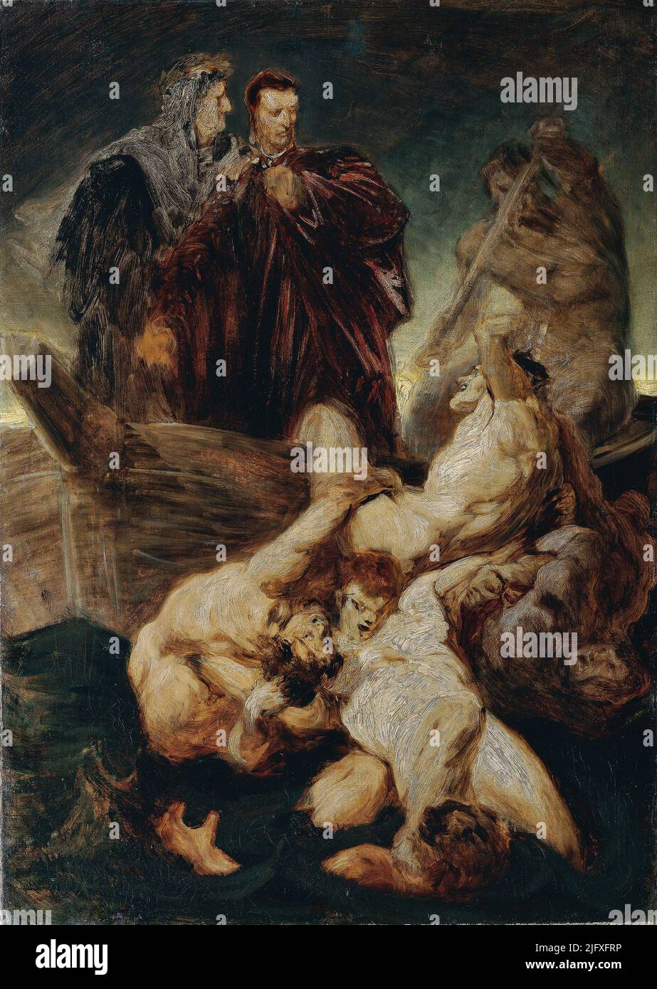 Dante et Virgile dans l'inferno (1863-1865) peinture à l'huile de Hans Makart Banque D'Images