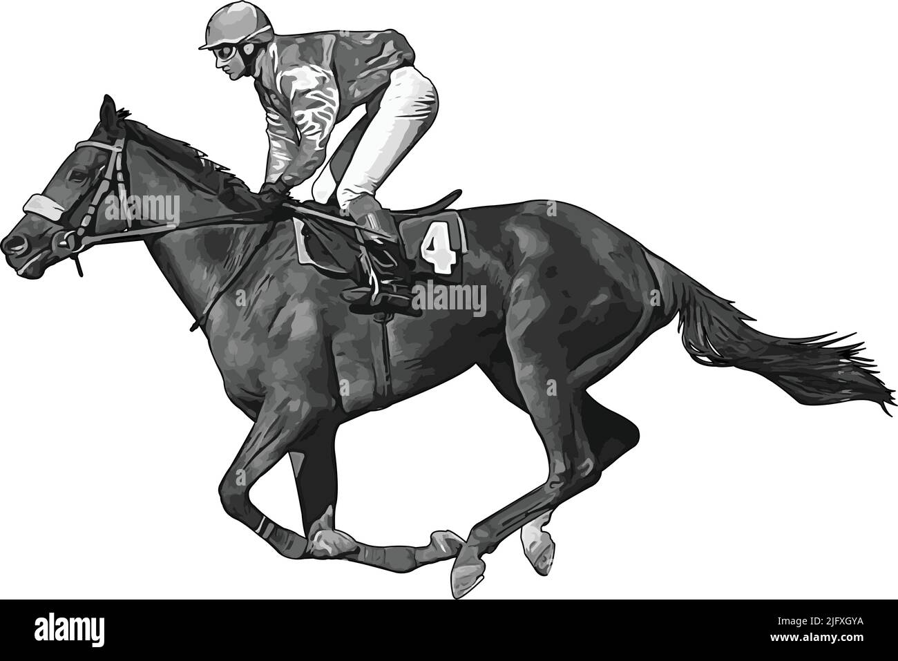 cheval de course de jockey - illustration vectorielle réaliste Illustration de Vecteur