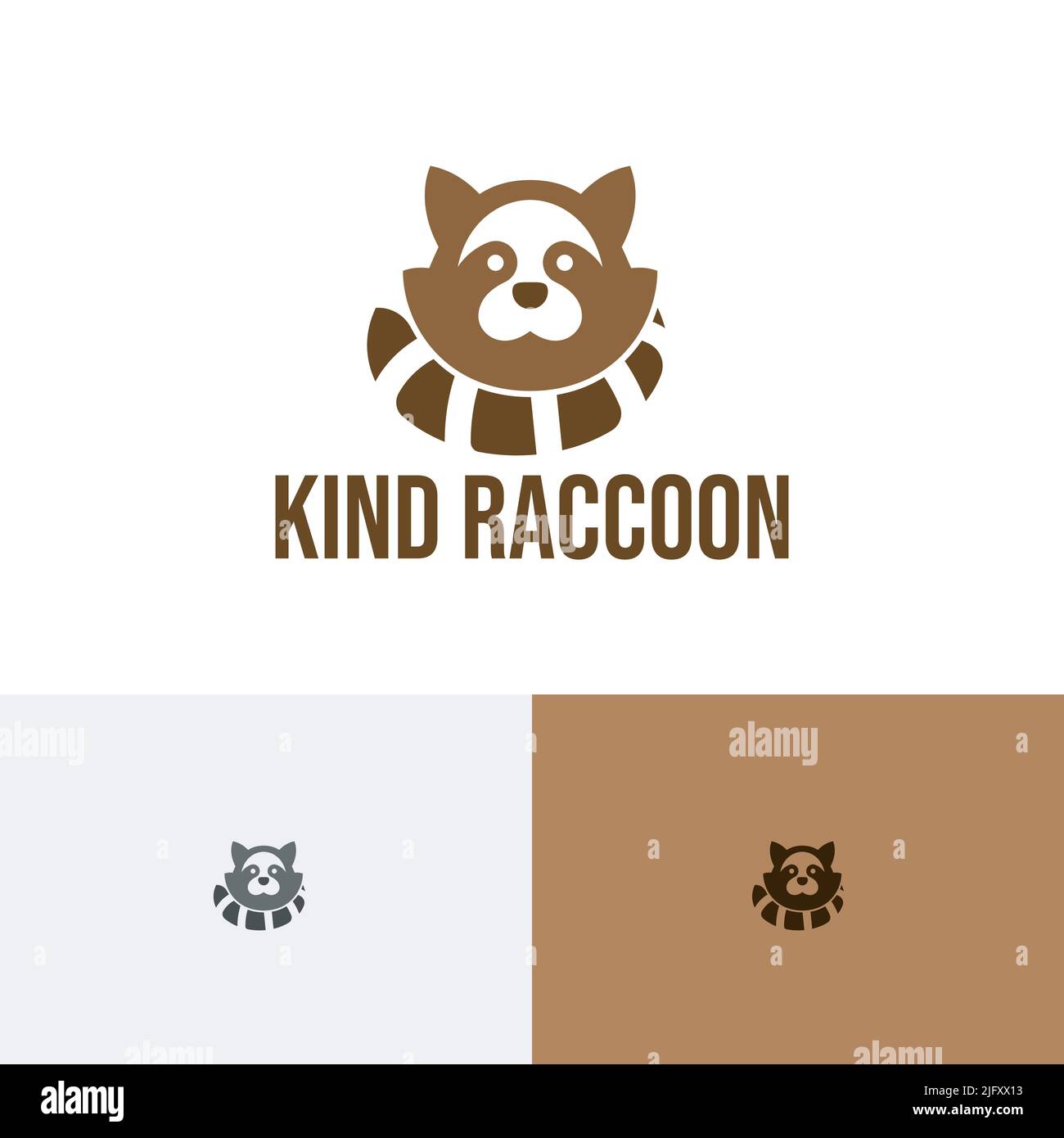 Joli logo Raccoon adorable Animal Kid Zoo Illustration de Vecteur