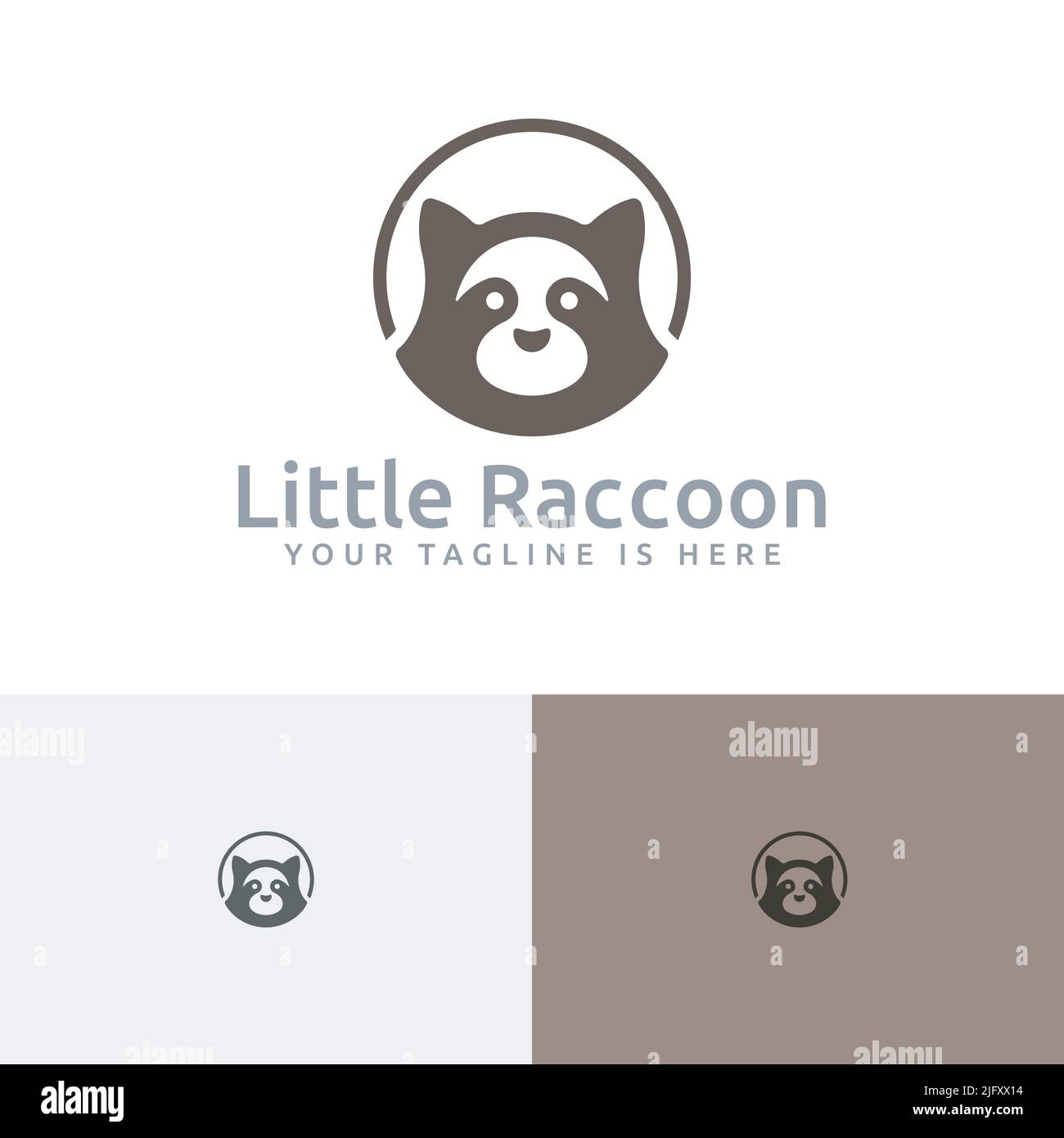 Logo Circle Cute Little Raccoon Animal Zoo Illustration de Vecteur