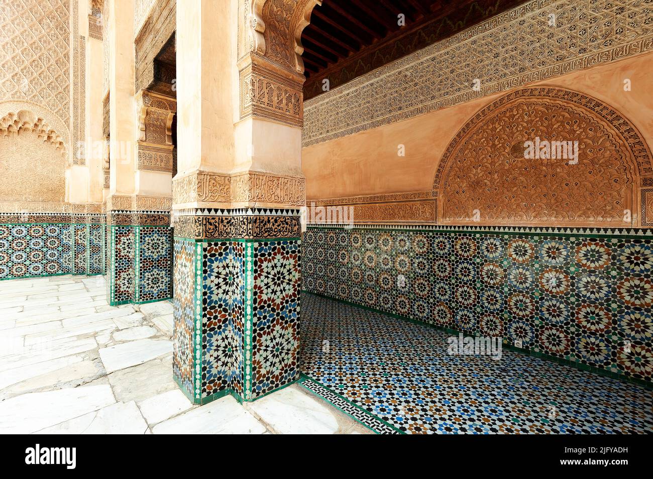 Maroc Marrakech. Madrasa Ben Youssef Banque D'Images