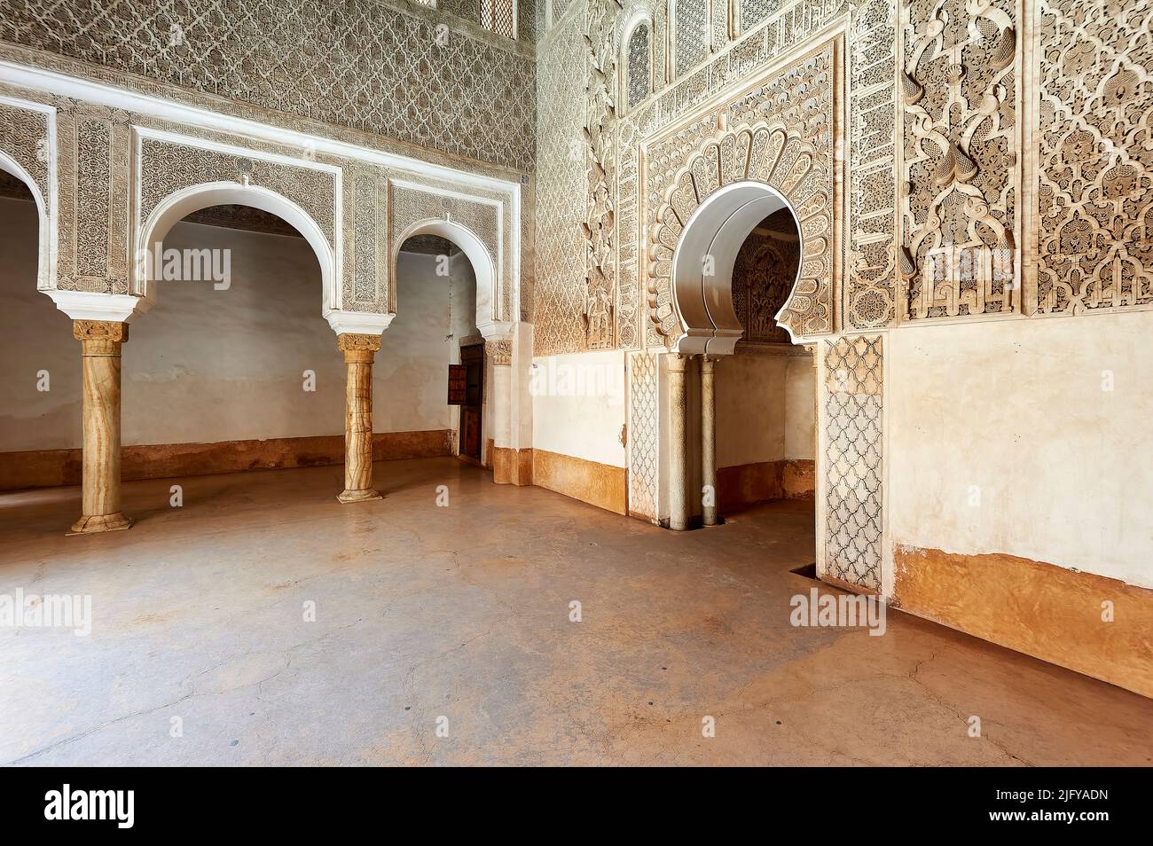 Maroc Marrakech. Madrasa Ben Youssef Banque D'Images