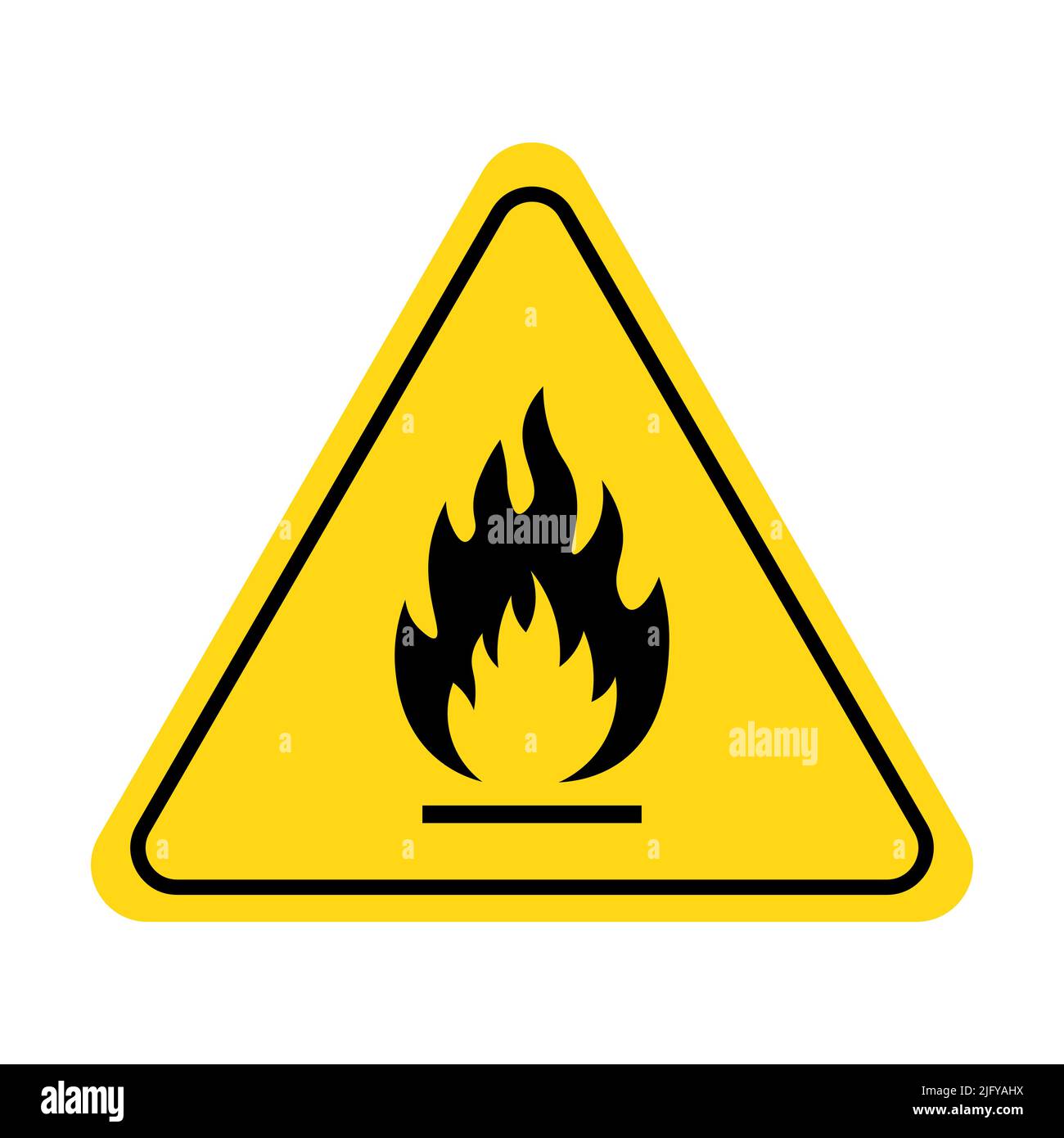 Icône d'avertissement d'incendie, panneau inflammable. Danger chimique, danger d'incendie, symbole de liquide inflammable. Illustration vectorielle. Illustration de Vecteur