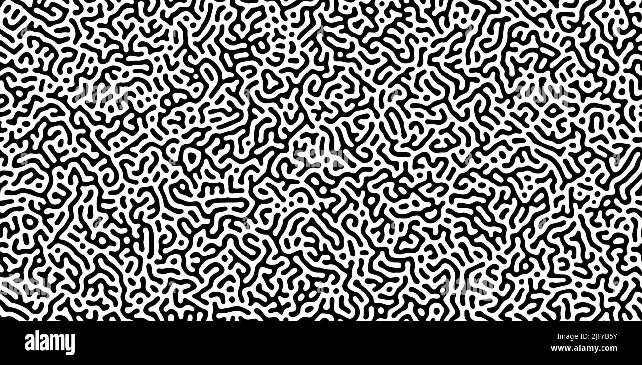 Motif monochrome sans couture de diffusion de la réaction de Turing avec mouvement chaotique. Fond naturel avec structures organiques. Illustration vectorielle de produit chimique Illustration de Vecteur