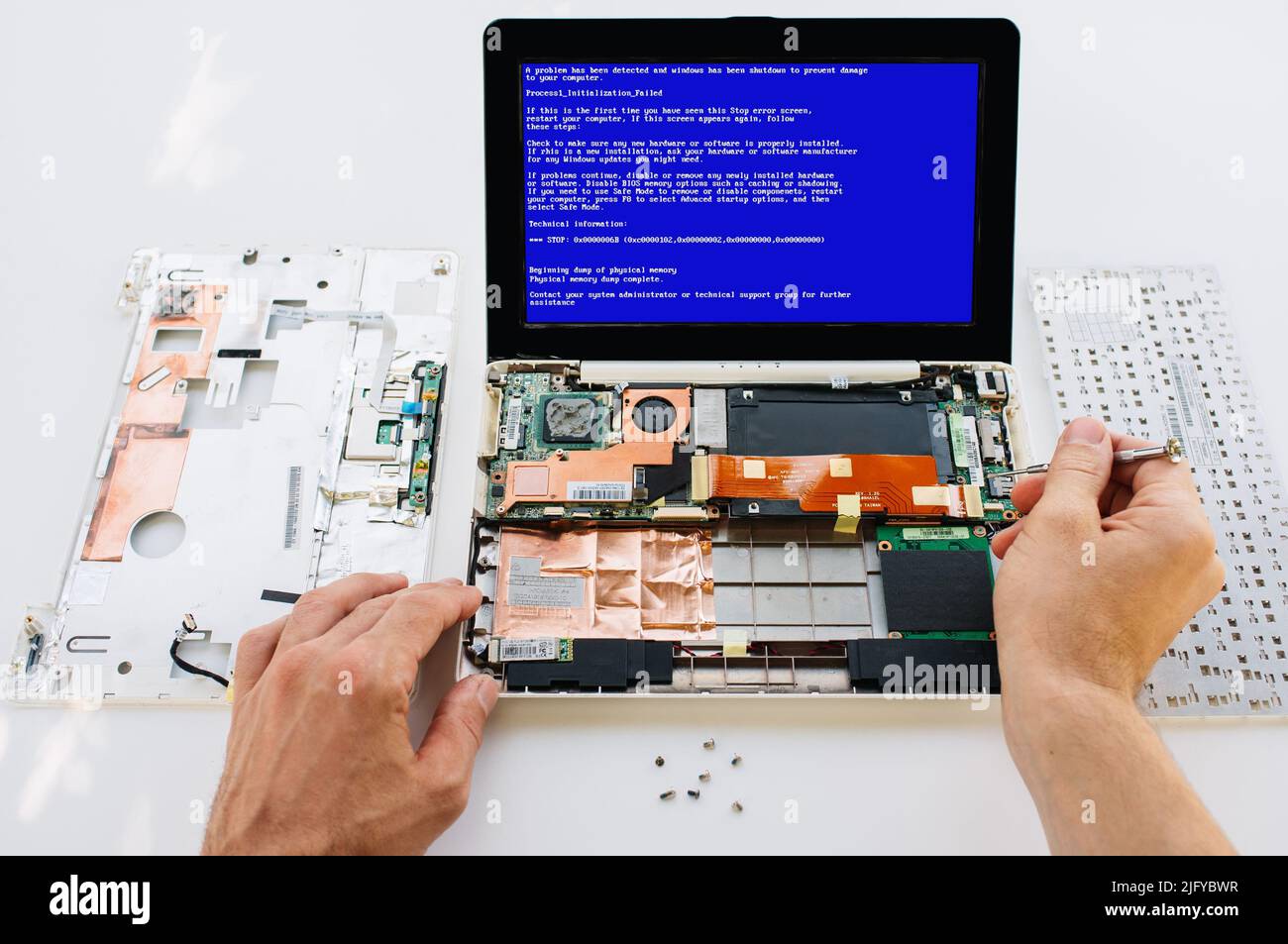 Maintenance sous garantie de l'ordinateur portable erreur fatale de Windows  Photo Stock - Alamy