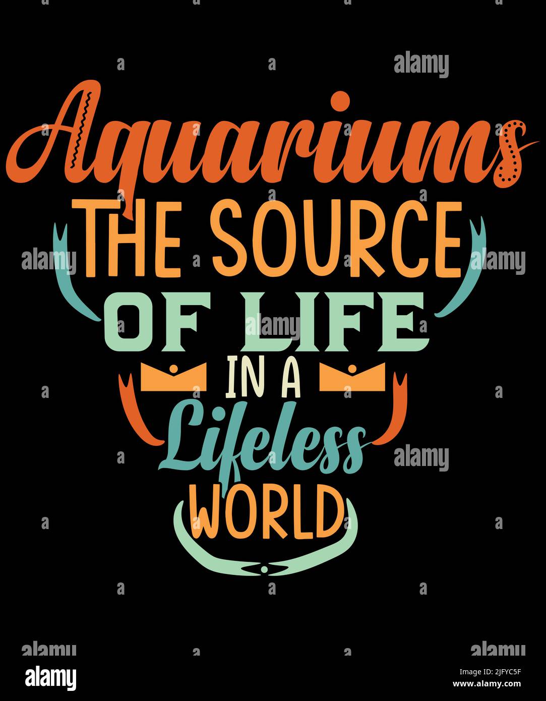 Aquariums, la source de la vie dans un monde sans vie modèle d'impression Illustration de Vecteur