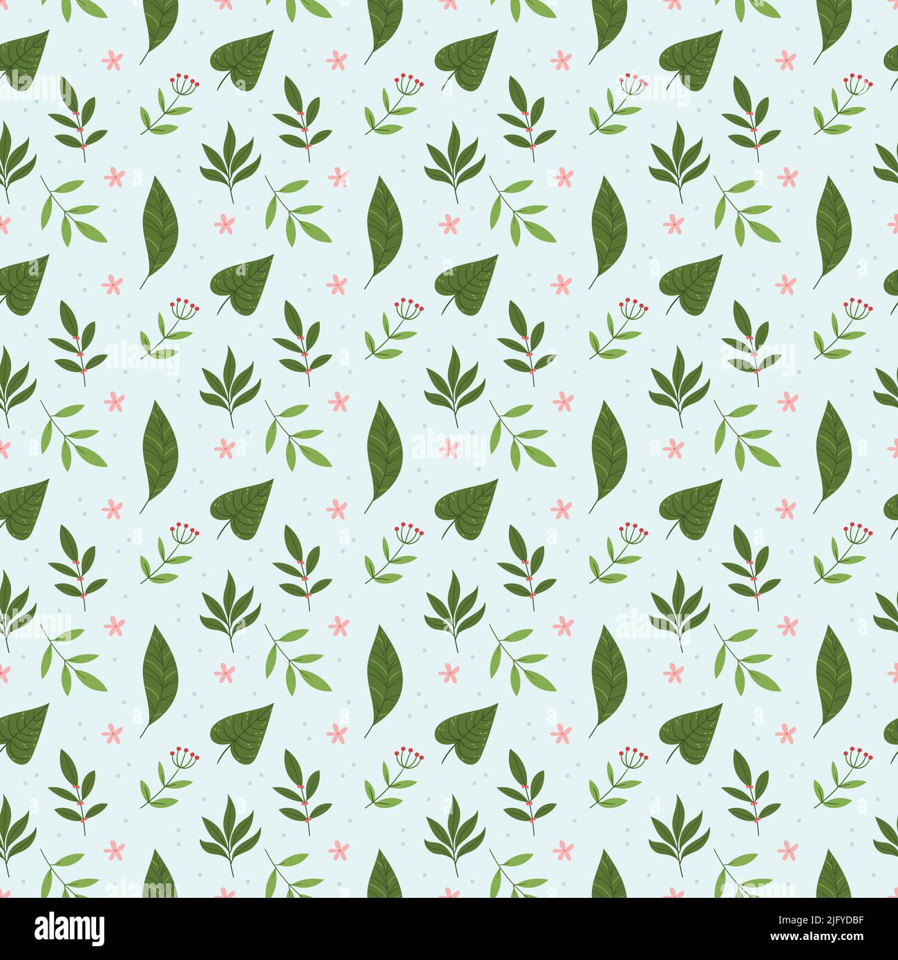 Joli motif sans couture avec des feuilles de plantes de la forêt tropicale sur fond de menthe. Arrière-plan avec feuillage de la jungle. Illustration estivale naturelle pour textile pr Illustration de Vecteur