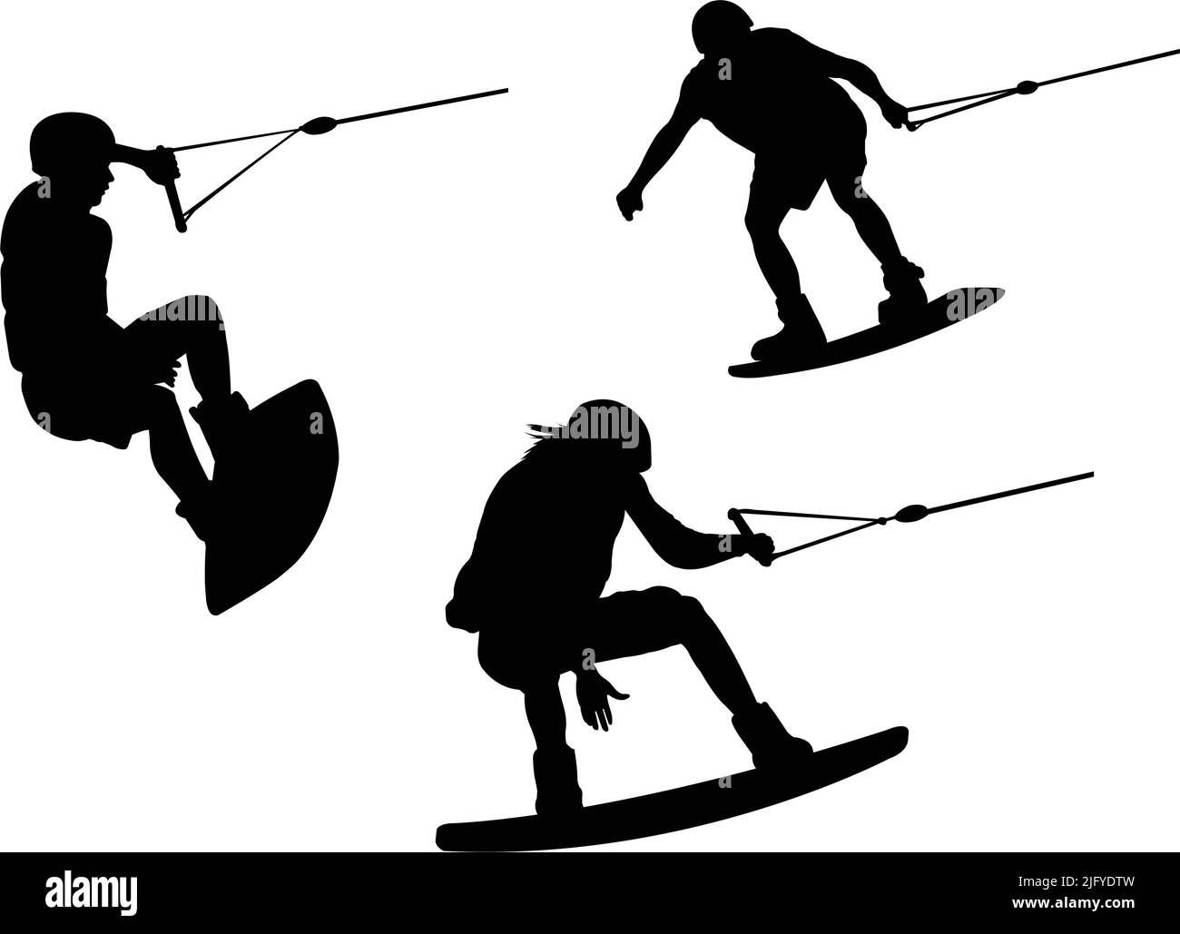 Wakeboard - vector silhouettes Illustration de Vecteur