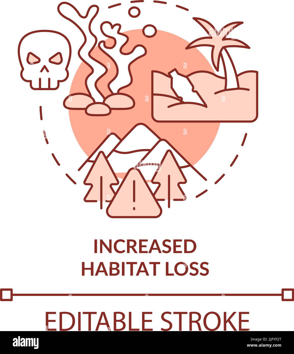Icône de concept de terre cuite de perte d'habitat accrue Illustration de Vecteur