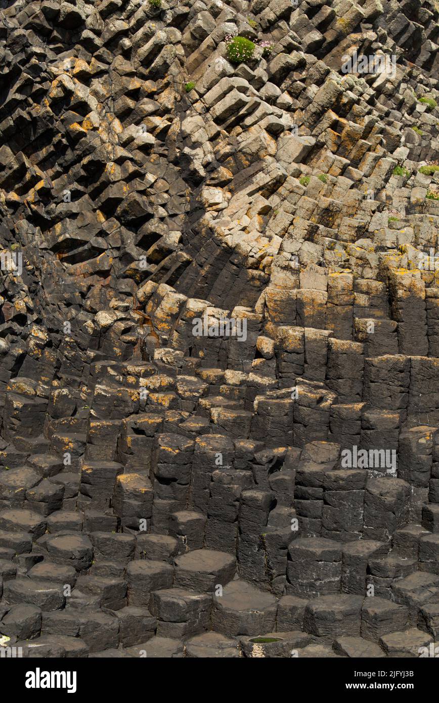 Colonnes de basalte sur l'île Staffa, Hébrides intérieures Banque D'Images