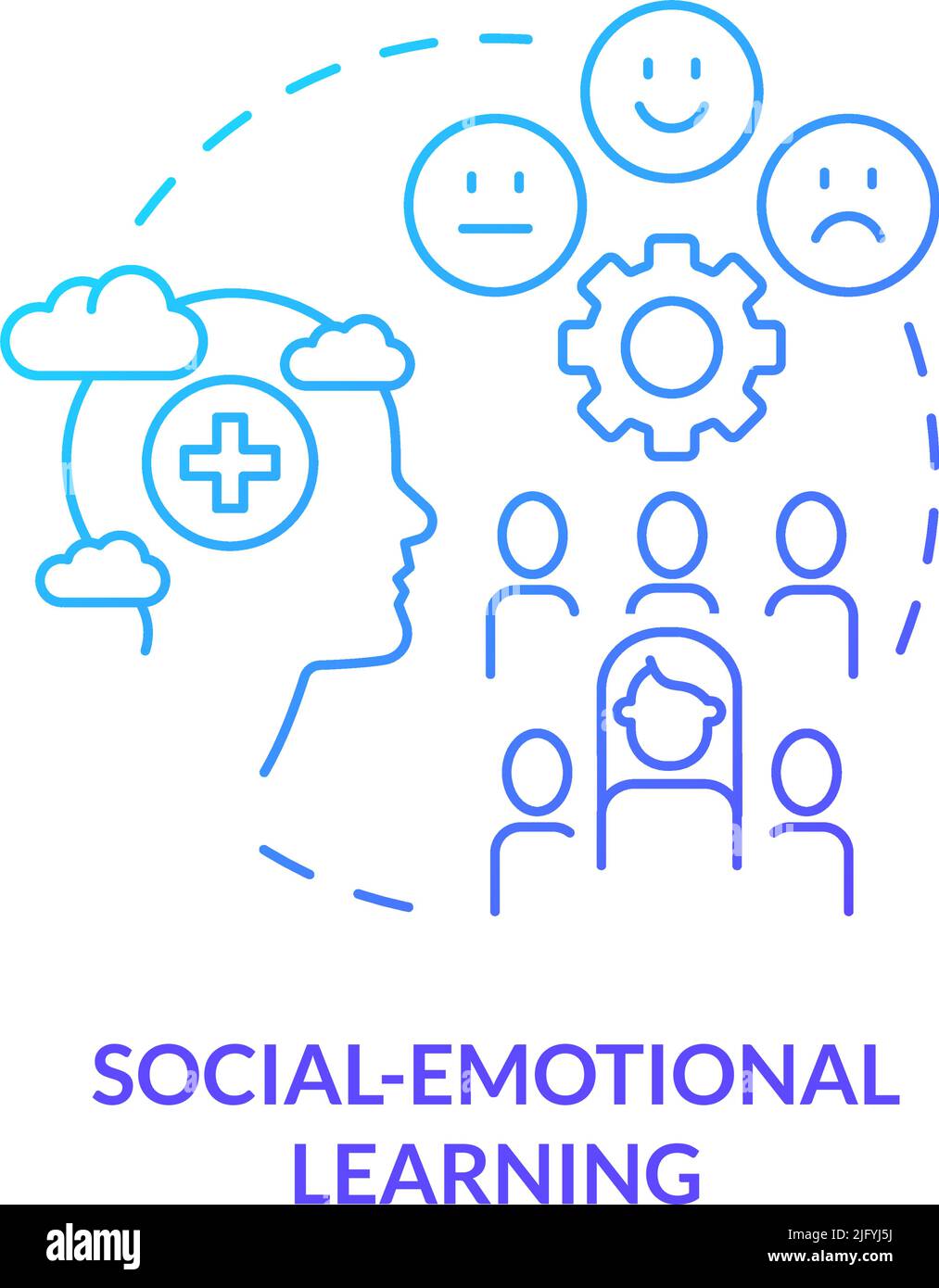 Icône de concept de gradient bleu d'apprentissage émotionnel social Illustration de Vecteur