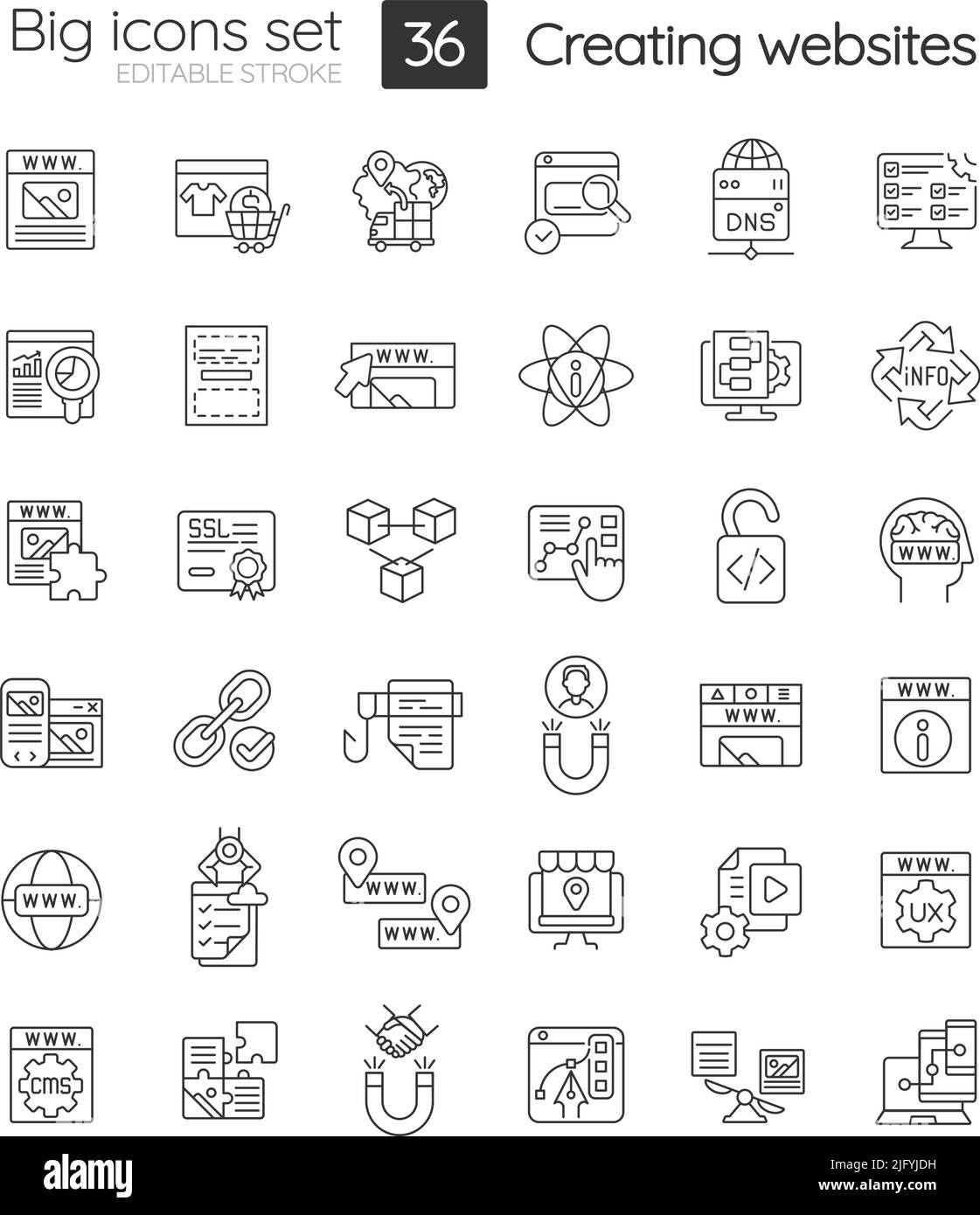 Ensemble d'icônes linéaires de site Web de bâtiment Illustration de Vecteur