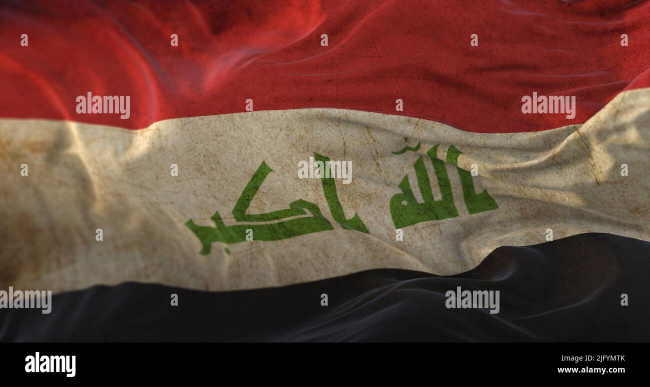 Le drapeau de l'ancien Irak agite au vent Banque D'Images