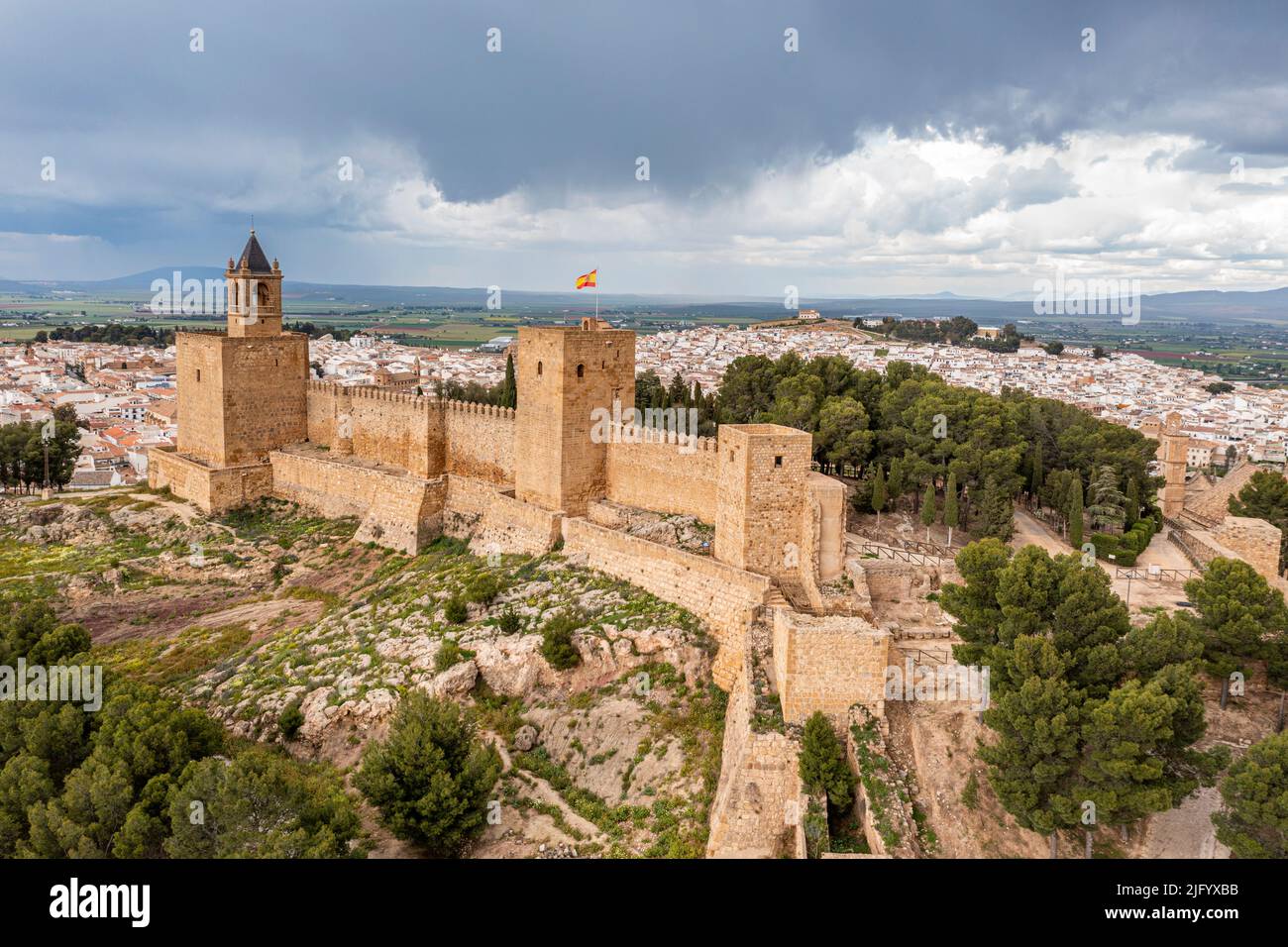 Antenne du château d'Antequera, Antequera, Andalousie, Espagne, Europe Banque D'Images