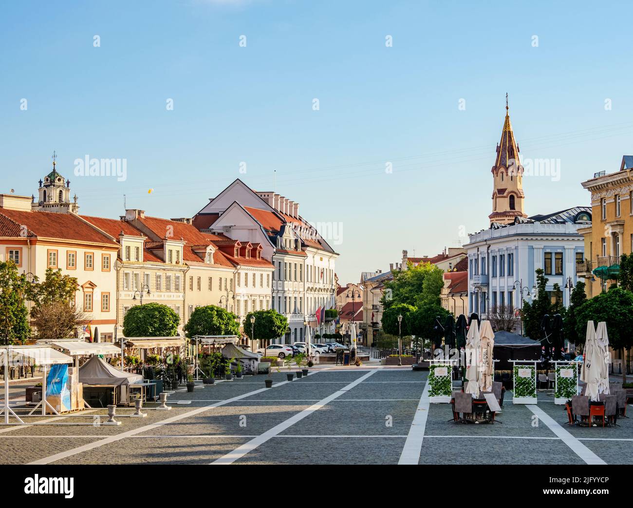 Place de l'Hôtel de ville, Vilnius, Lituanie, Europe Banque D'Images