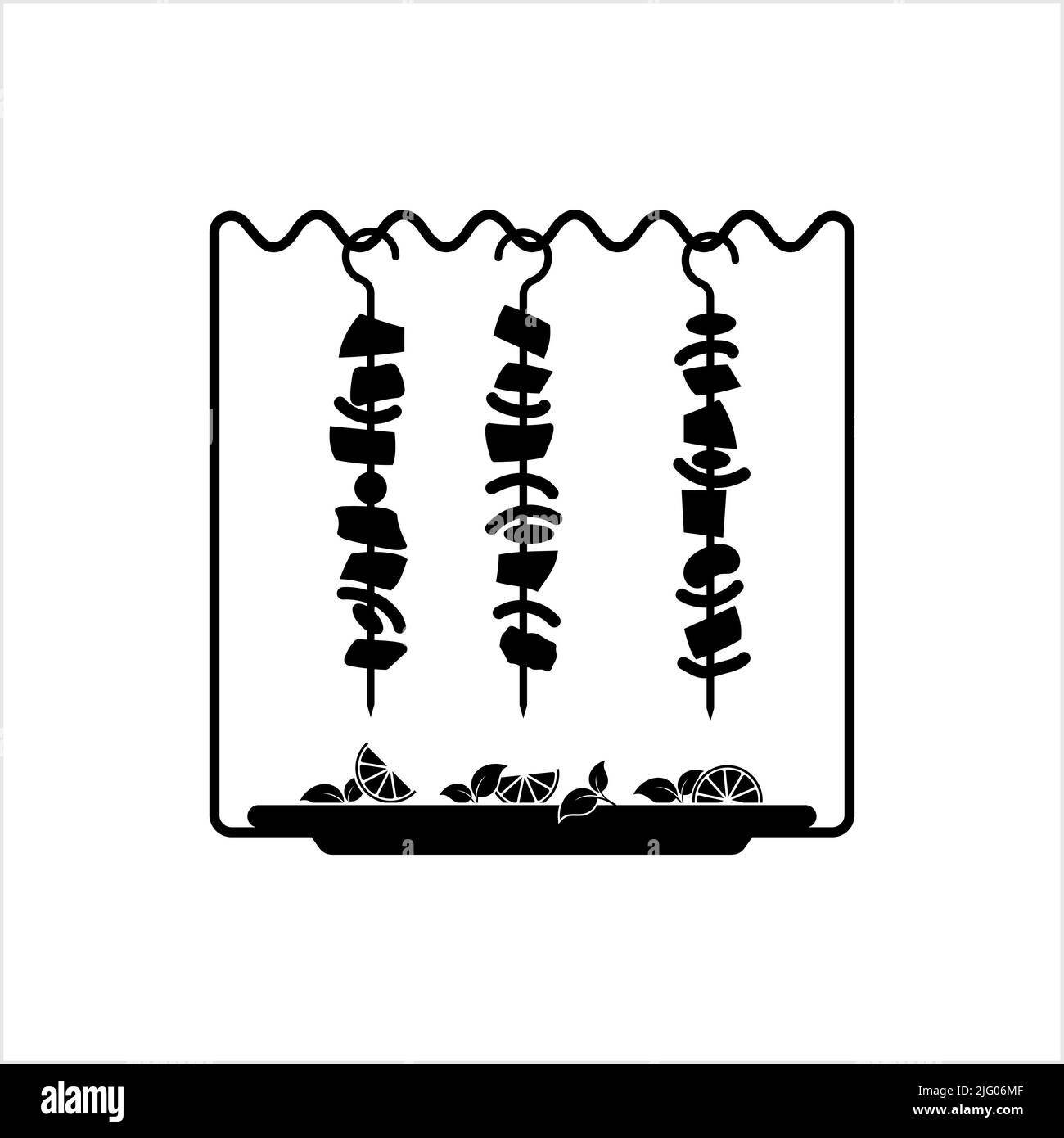 Icône de support d'égout vertical, plat à viande rôtie grillé au barbecue Kebab suspendu Vector Art Illustration Illustration de Vecteur