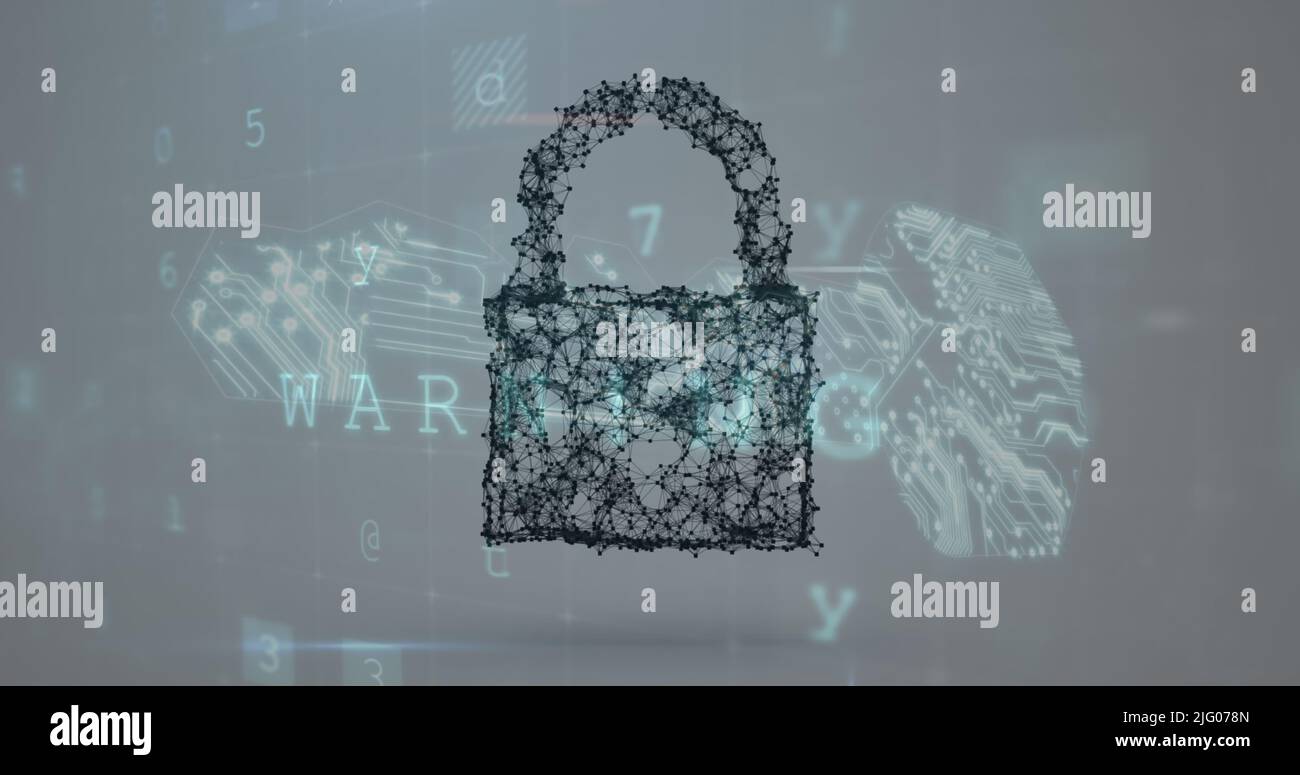 Illustration de la modification des chiffres et des lettres sur le cloud en ligne et le cadenas de sécurité Banque D'Images