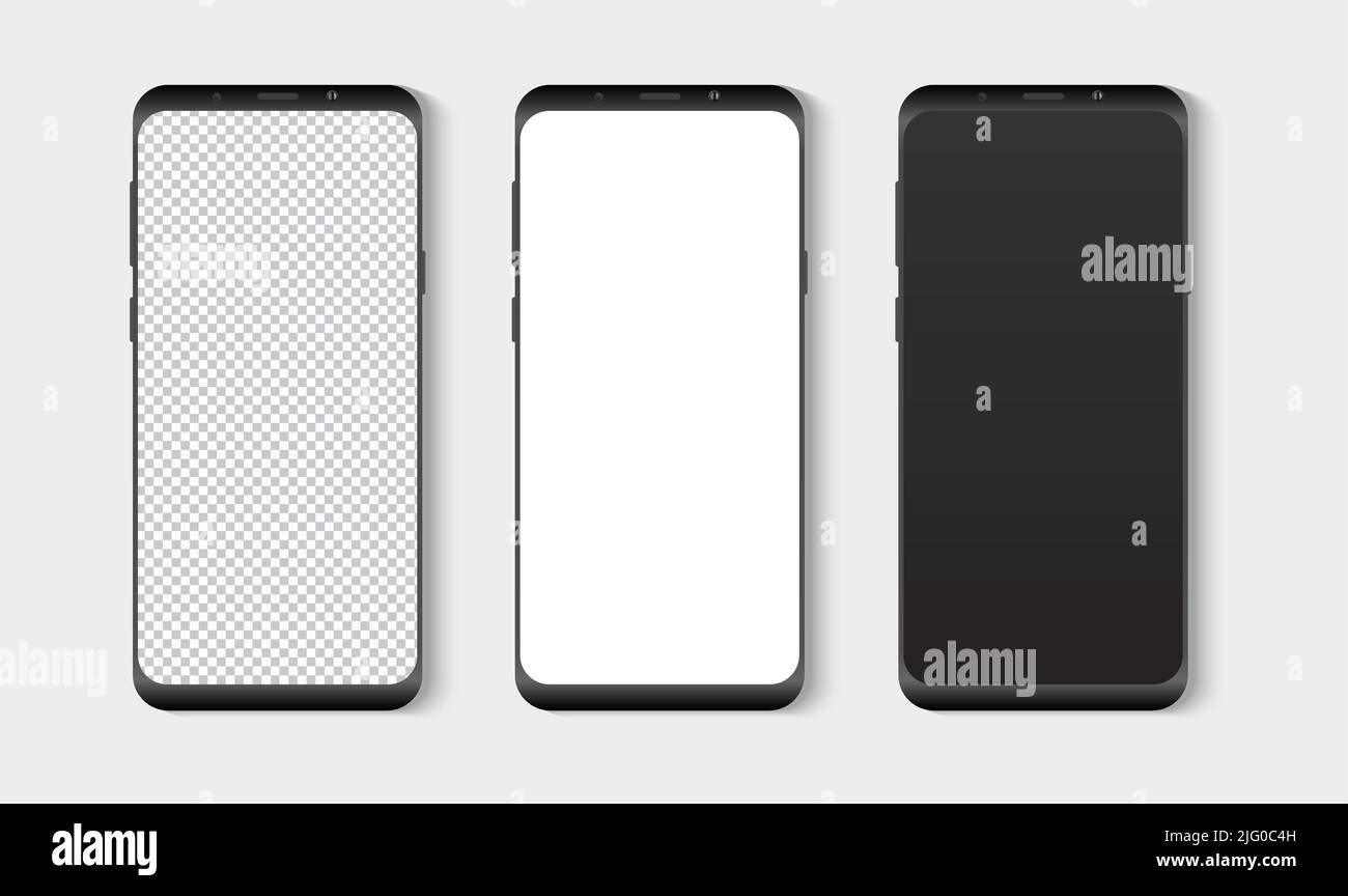 Configuration réaliste de la maquette de smartphone. Maquette d'écran blanc, transparent et vierge pour téléphone portable. Illustration vectorielle isolée Illustration de Vecteur