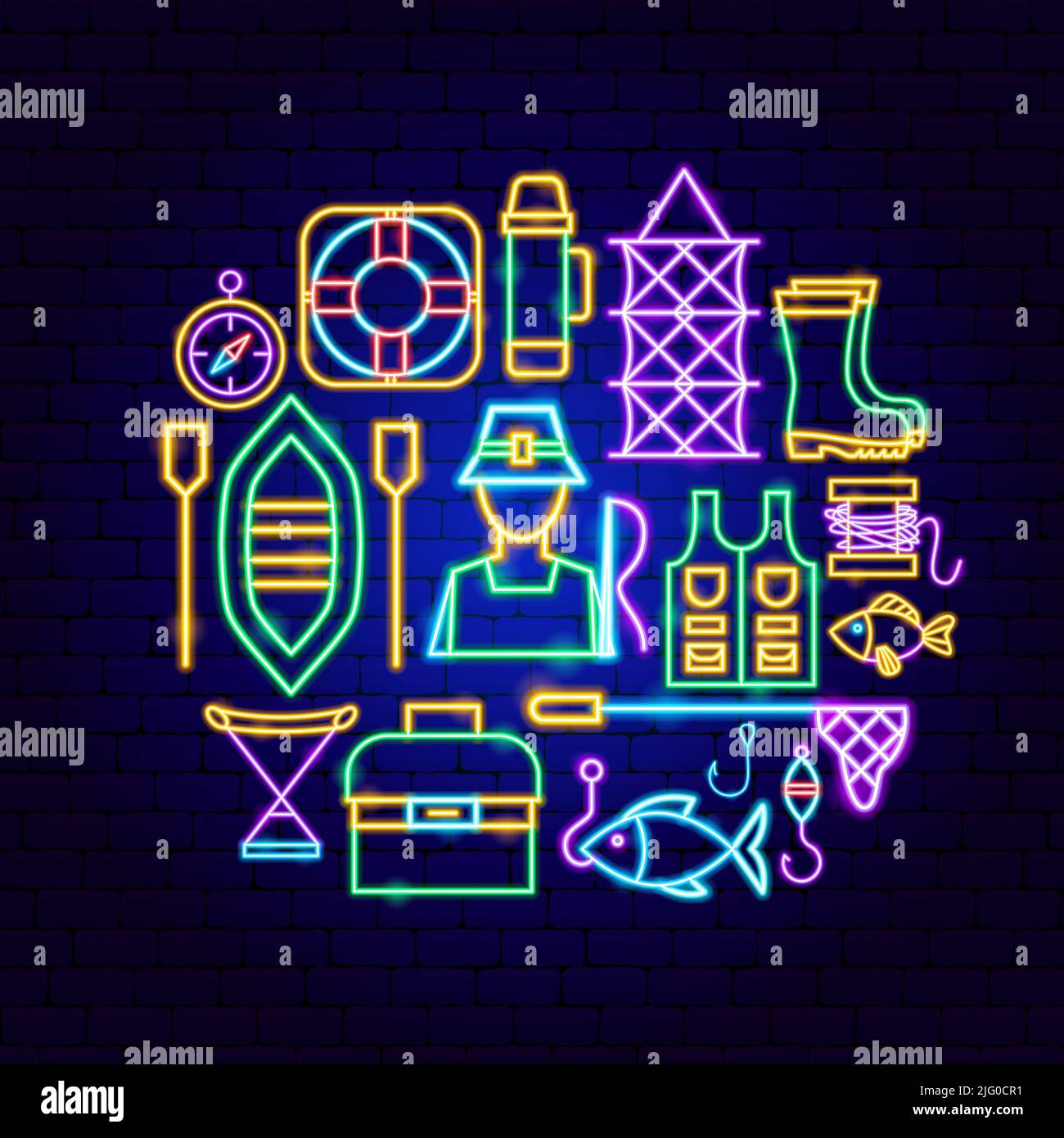 Concept Neon pêche Illustration de Vecteur