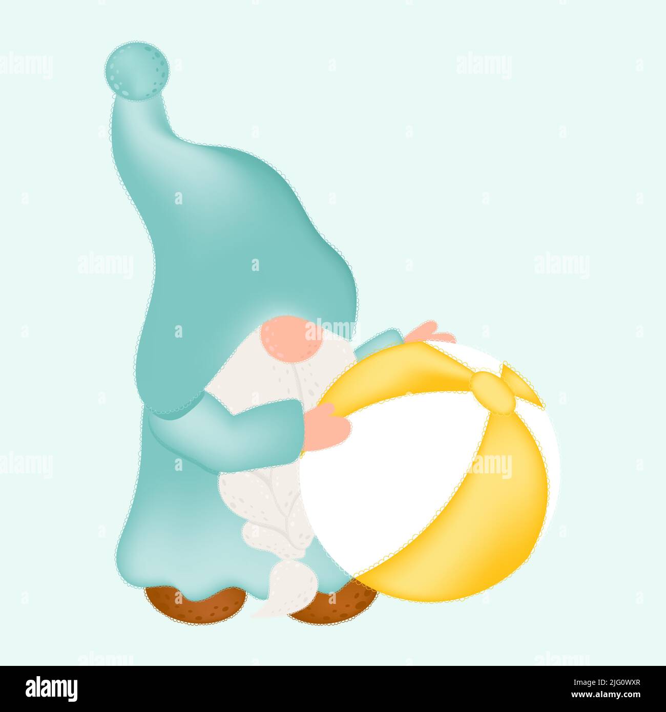 Gnome clipart en style dessin animé. Joli Gnome clip Art avec boule Gouncy. Illustration vectorielle d'un personnage pour les autocollants, invitation de douche de bébé Illustration de Vecteur
