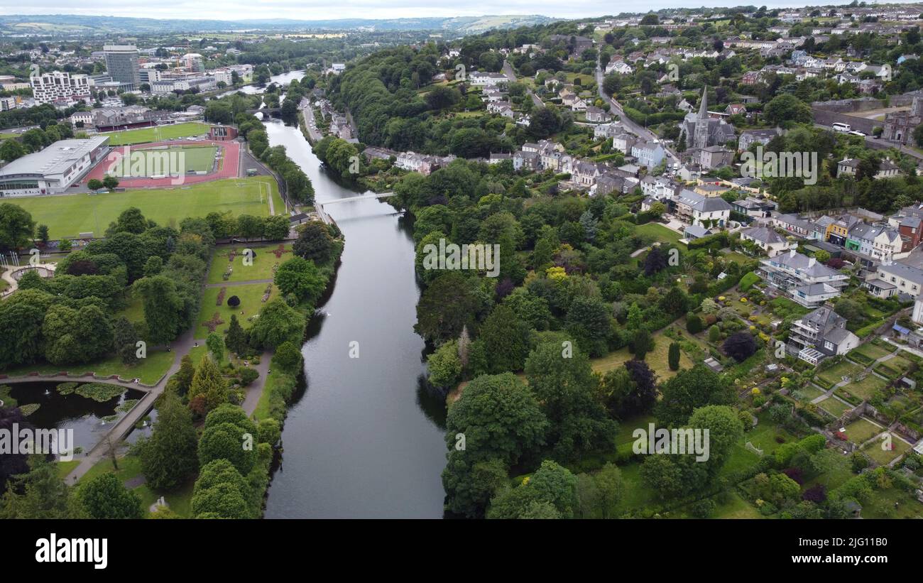 River Lee Cork Irlande vue aérienne de drone Banque D'Images