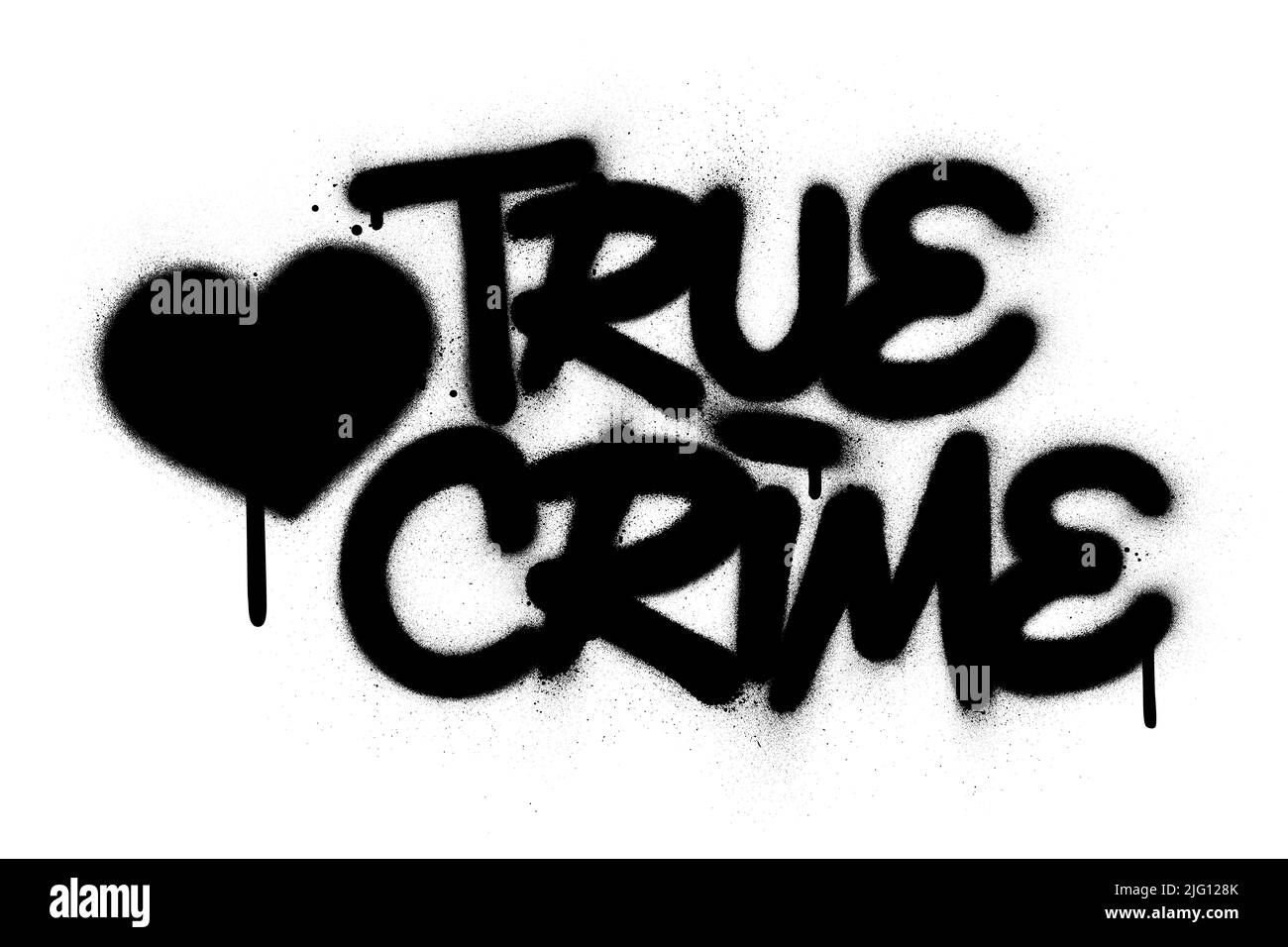 texte graffiti true crime avec coeur noir pulvérisé Illustration de Vecteur
