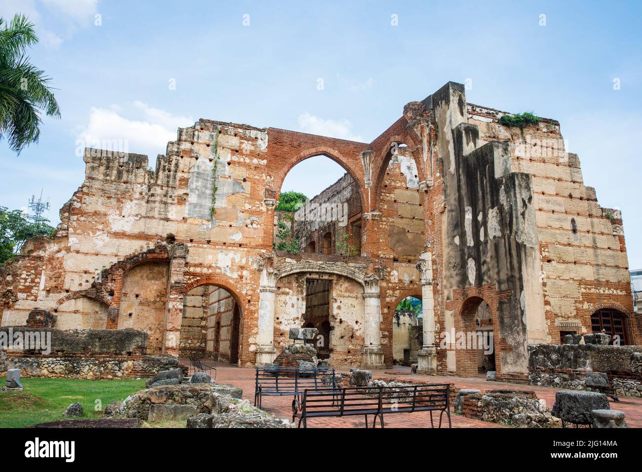 Les ruines de l'hôpital Nicolas de Bari à Saint-Domingue, République dominicaine. Banque D'Images