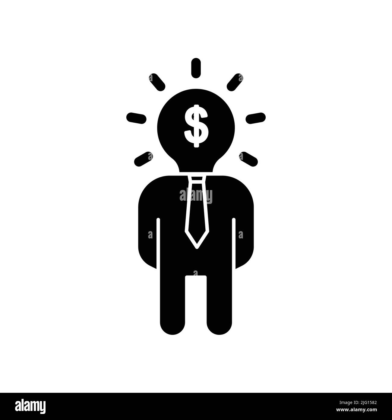 Icône People avec tête d'ampoule et dollar. Adapté aux entreprises Icon. Style d'icône solide, glyphe. Conception simple modifiable Illustration de Vecteur