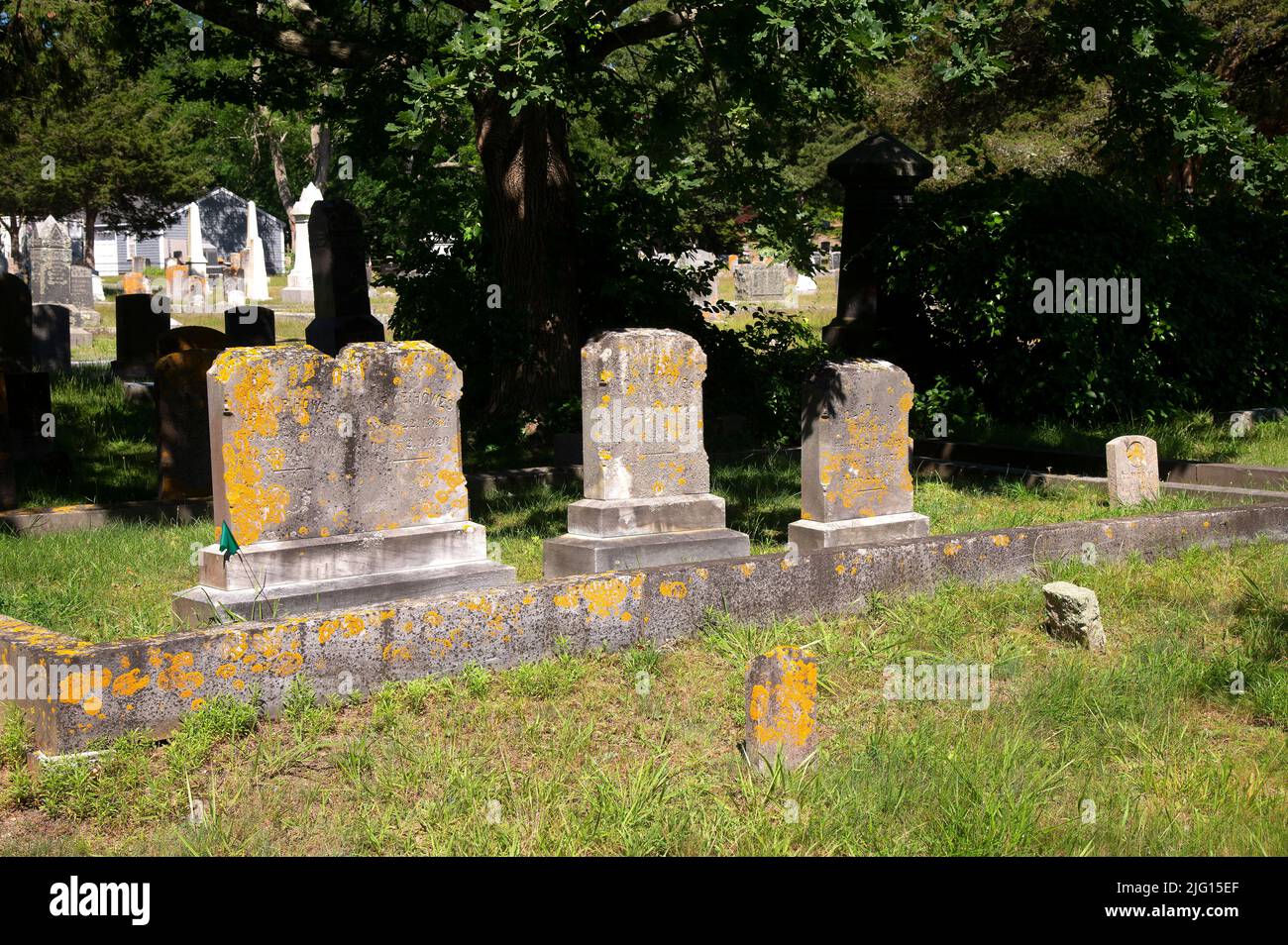 Vue sur le cimetière historique Dennis Memorial Cemetery de Cape Cod, Massachusetts, États-Unis Banque D'Images