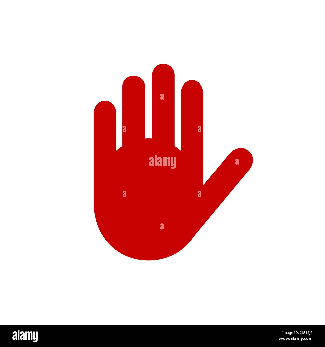 Illustration vectorielle rouge silhouette main. Symbole d'arrêt ou icône Illustration de Vecteur