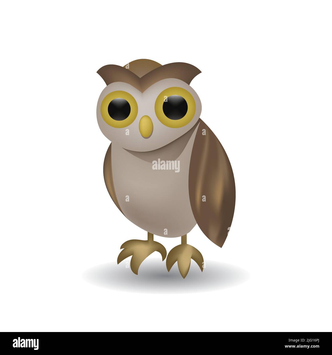 Illustration du vecteur oiseau OWL emoji. Chouette chouette chouette brune avec de grands yeux isolés sur fond blanc. Personnage de dessin animé. Illustration de Vecteur